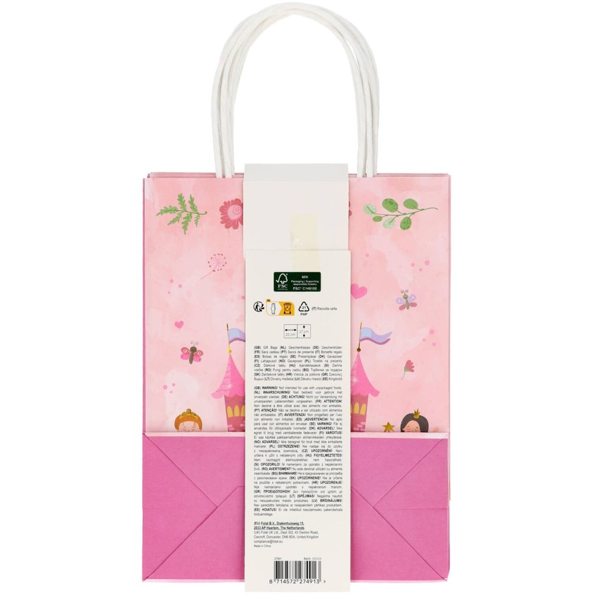 Prinsessen Uitdeeltasjes 27cm 6st