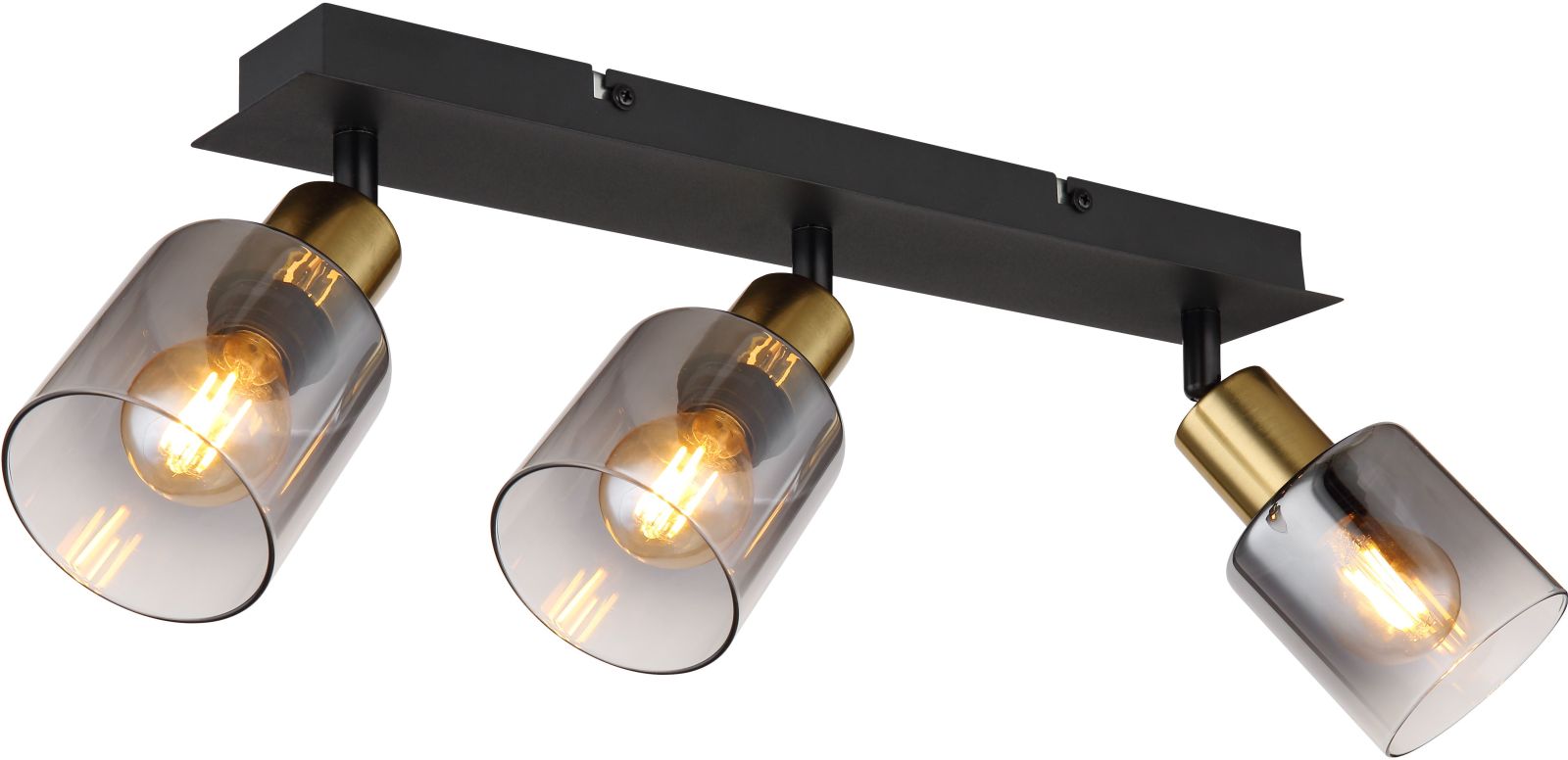 Strahler - schwarz matt - goldfarben matt - Glas - 3-flammig