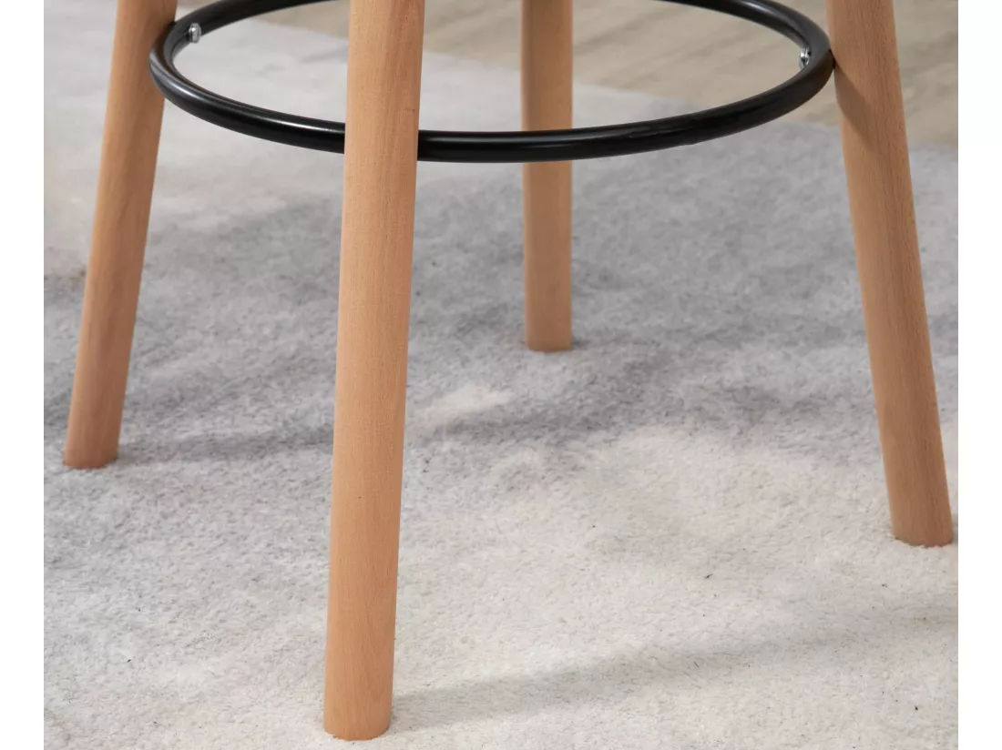 Table haute - rond Ø 60 cm - Bois - Nature / Blanc - Livia