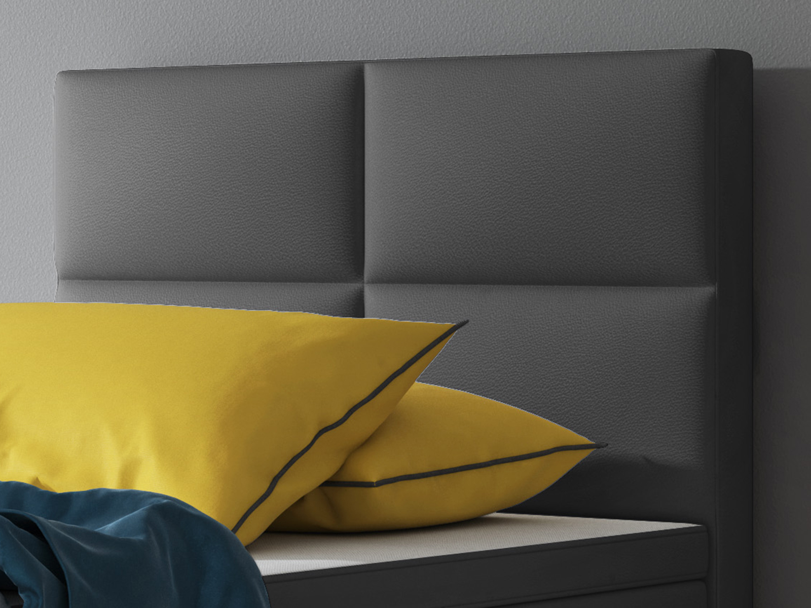 Boxspringbett - anthrazit - mit Topper - H3 - 90x200 cm