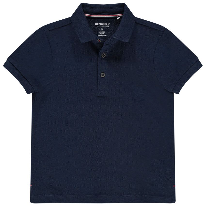 Polo manches courtes uni en coton bio - Bleu marine
