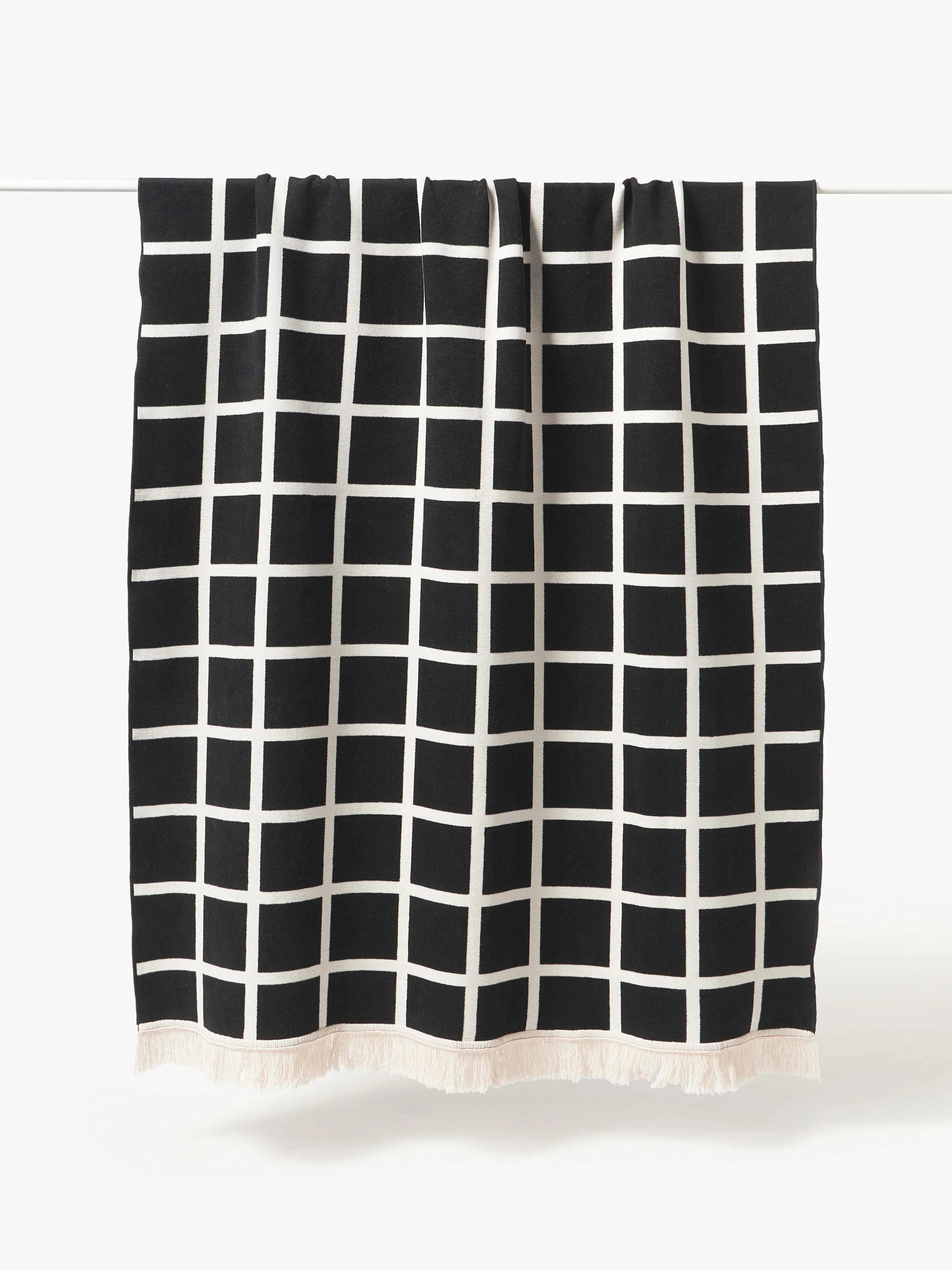 Zachte geruite plaid Edison met franjes
