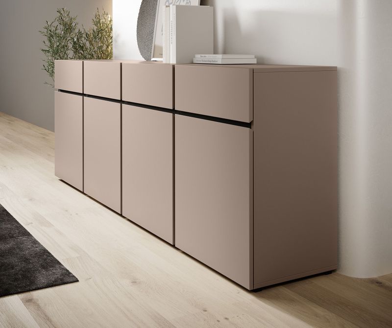 Meubella - Dressoir Cainan - Beige - Zwart - 225 cm