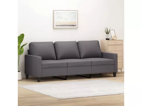 Canapé à 3 places Gris 180 cm Similicuir