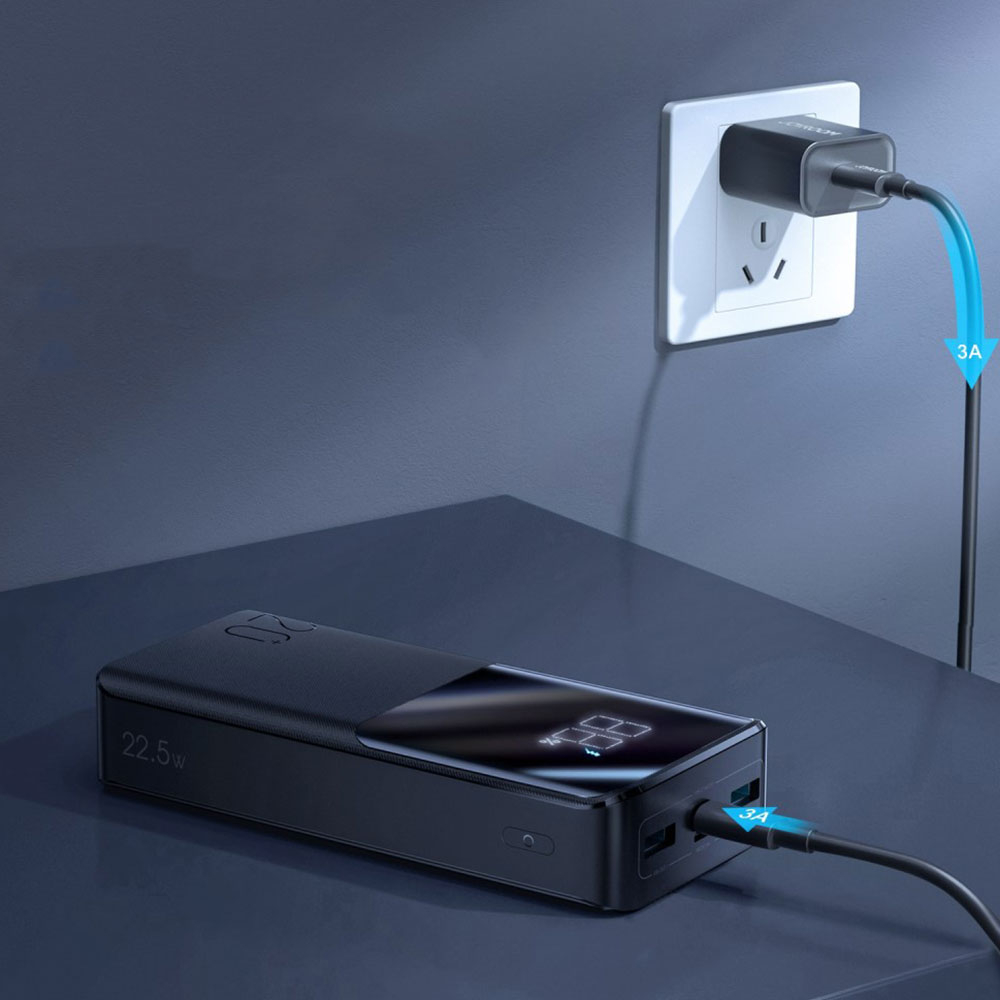 (22.5W) 20000mAh Fast Charge Ladegerät Dual USB A / Dual USB C Powerbank mit LED Anzeige - Schwarz