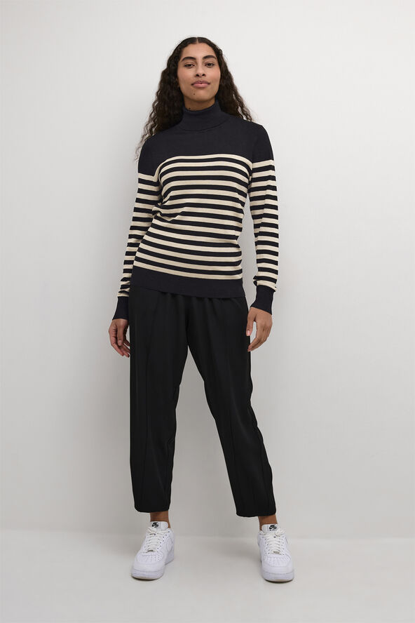 Kaffe KAlizza Striped Roll Neck Black/feather gray mel. stripe