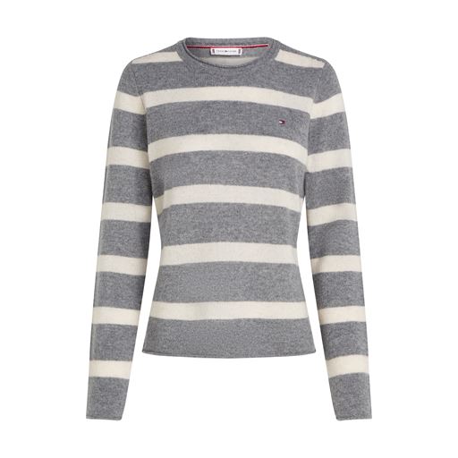 Tommy Hilfiger Soft Wool Striktrøje, Mid Grey/Ivory Petal, XXL