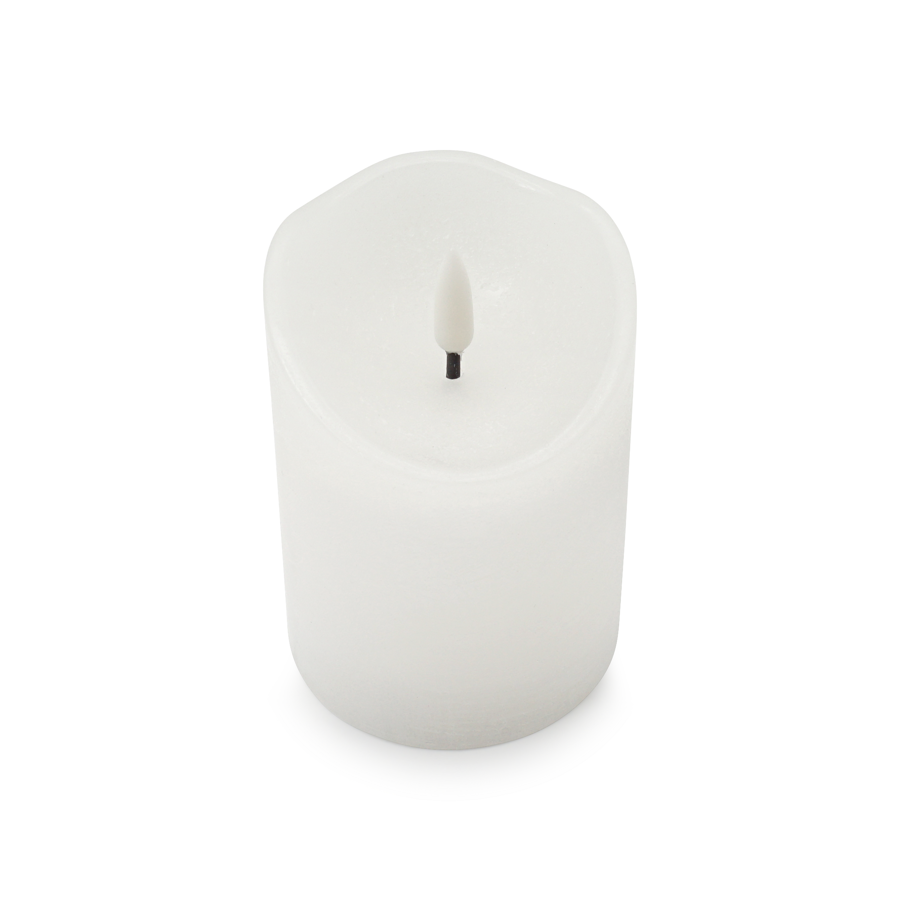 (10cm) Echtwachs LED Pillar Kerze Home Deko Stimmungsleuchte Flamme Rustic (12.061-13) - Weiss