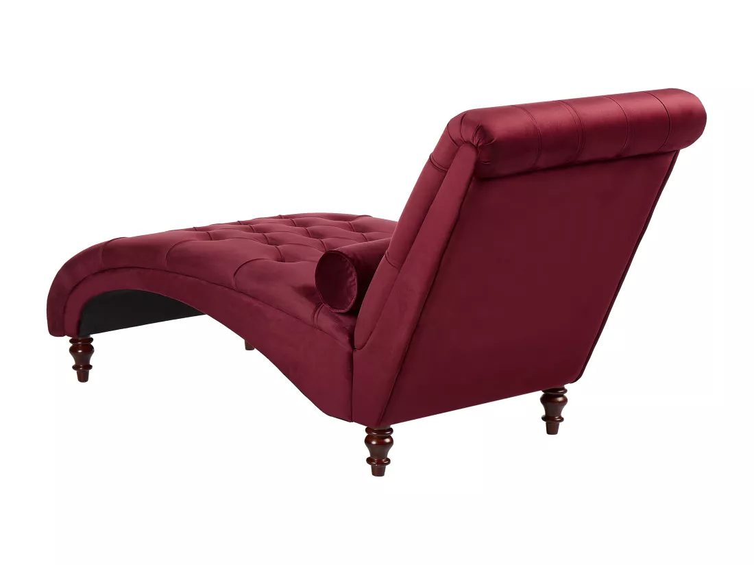 Chaise longue en velours bordeaux MURET