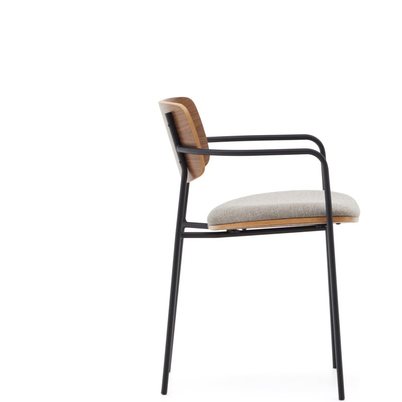 Chaise Maureen contreplaqué de chêne et métal
