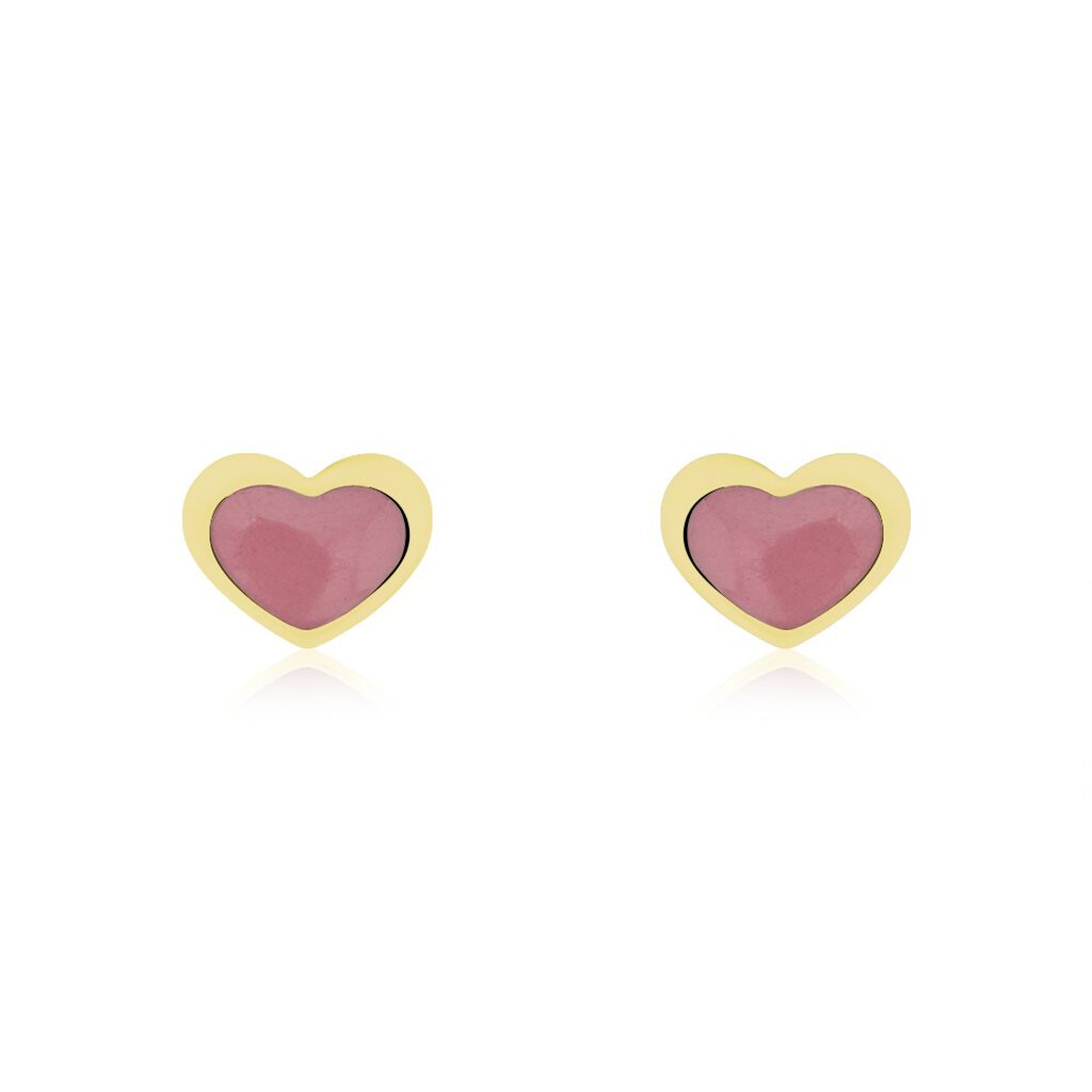 Boucles D'oreilles Puces Coeurs Or Jaune