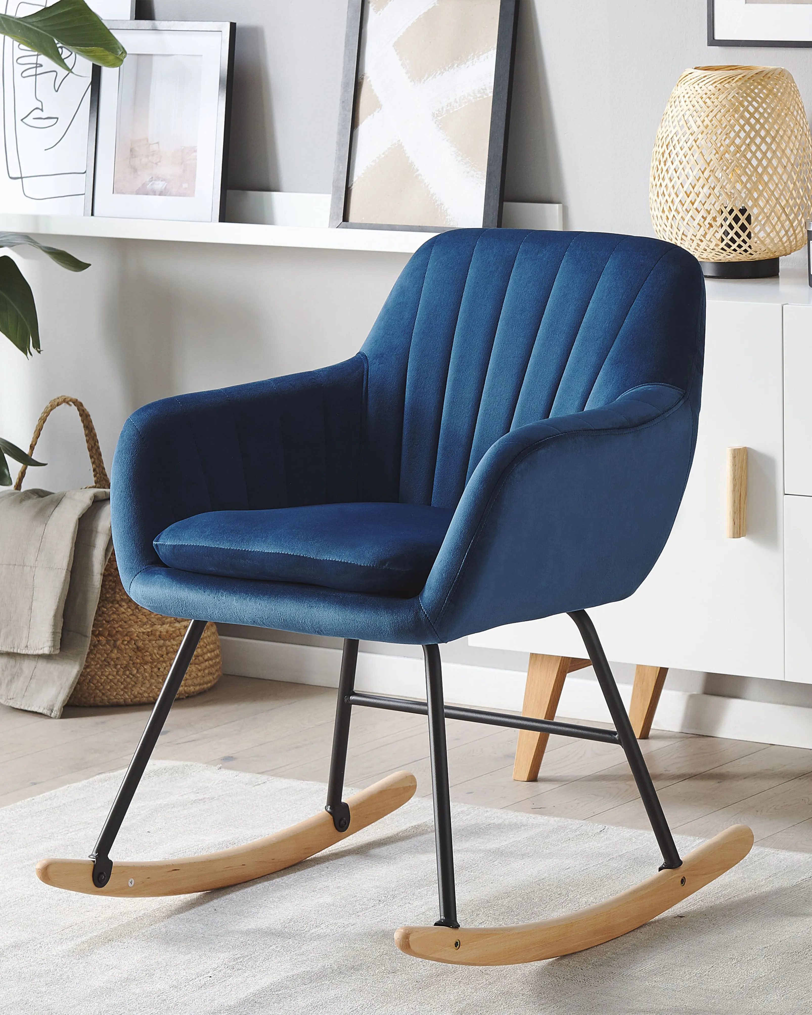 Schommelstoel LIARUM Fluweel Marineblauw