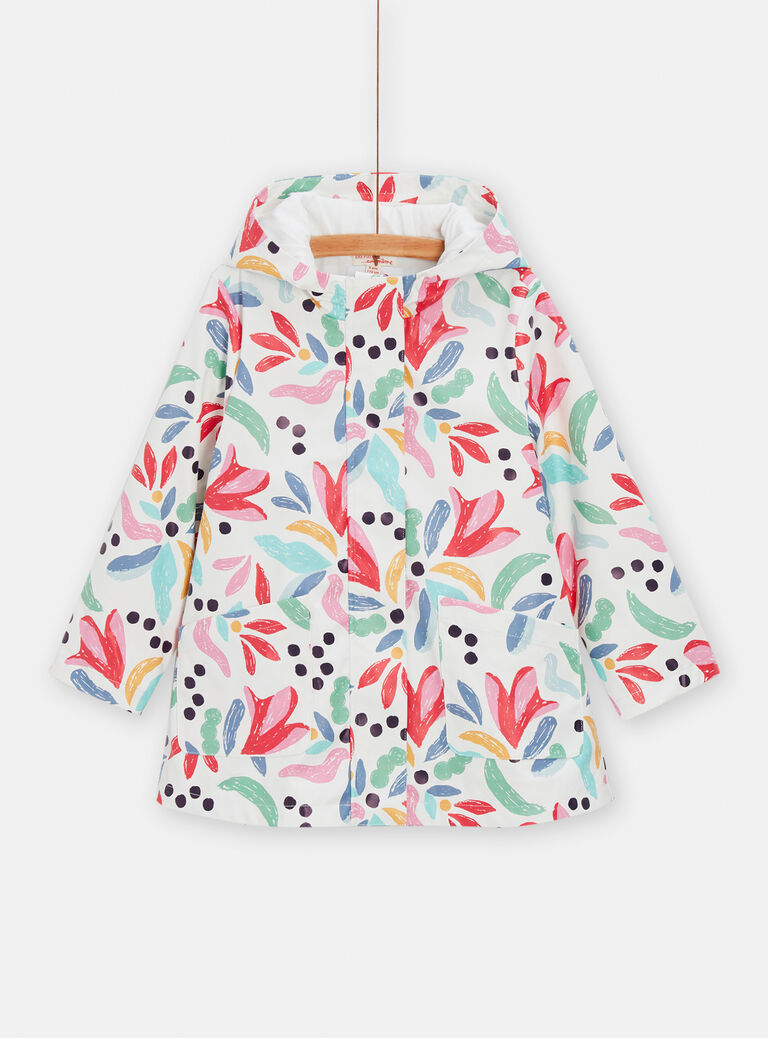 Imperméable écru imprimé abstrait coloré pour fille