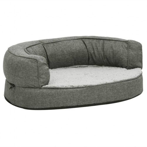 Sofá oval acolchoado para cães Vidaxl com almofada cinza
