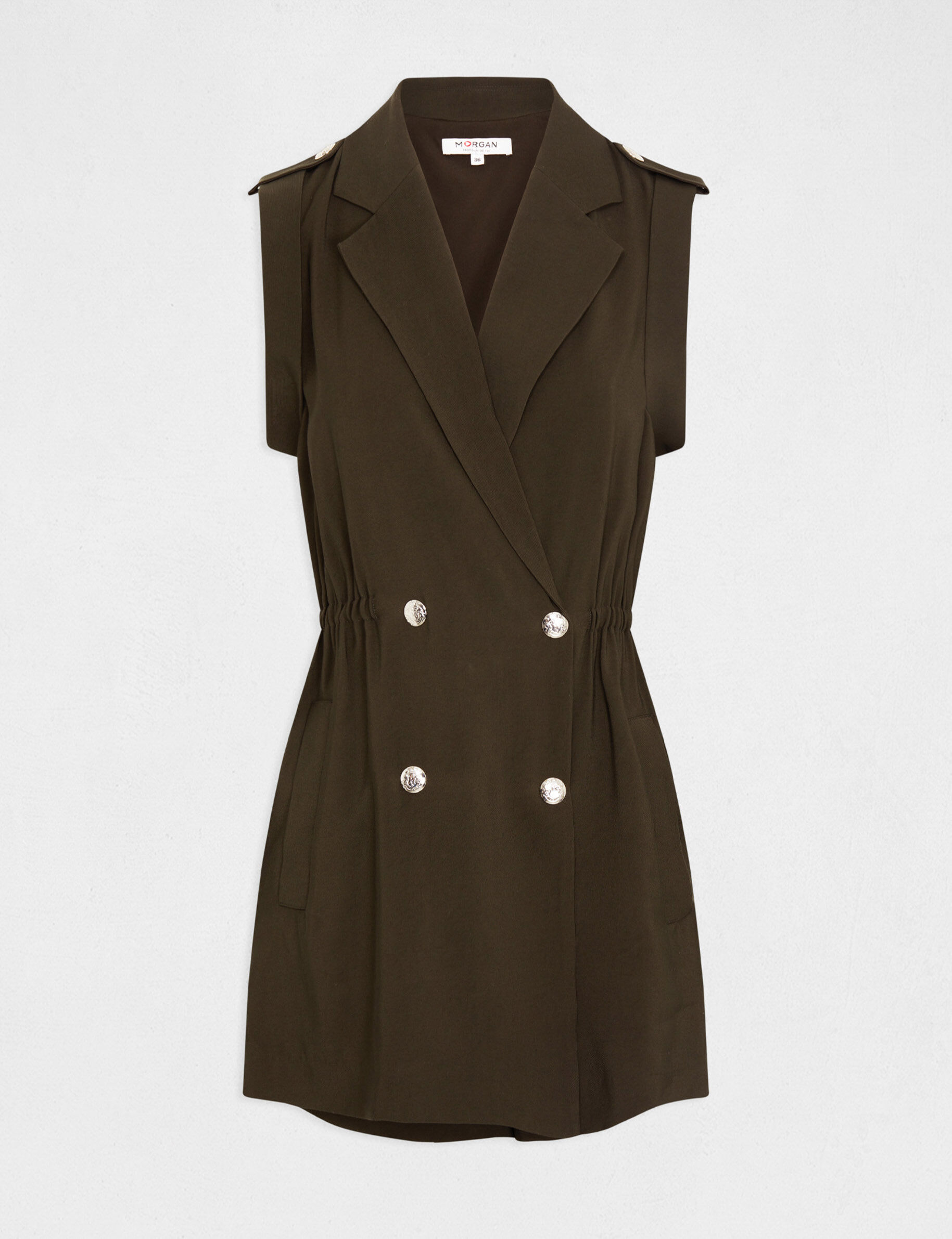 Combinaison cintrée double boutonnage vert fonce femme - vert_fonce