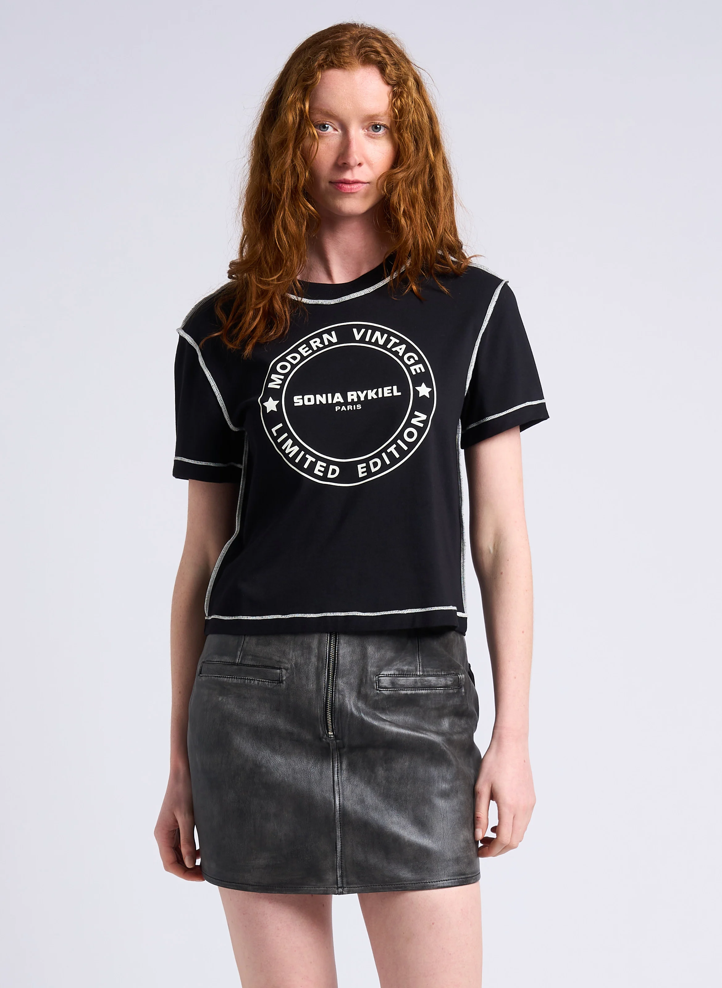 Tee-shirt court sérigraphié | Noir