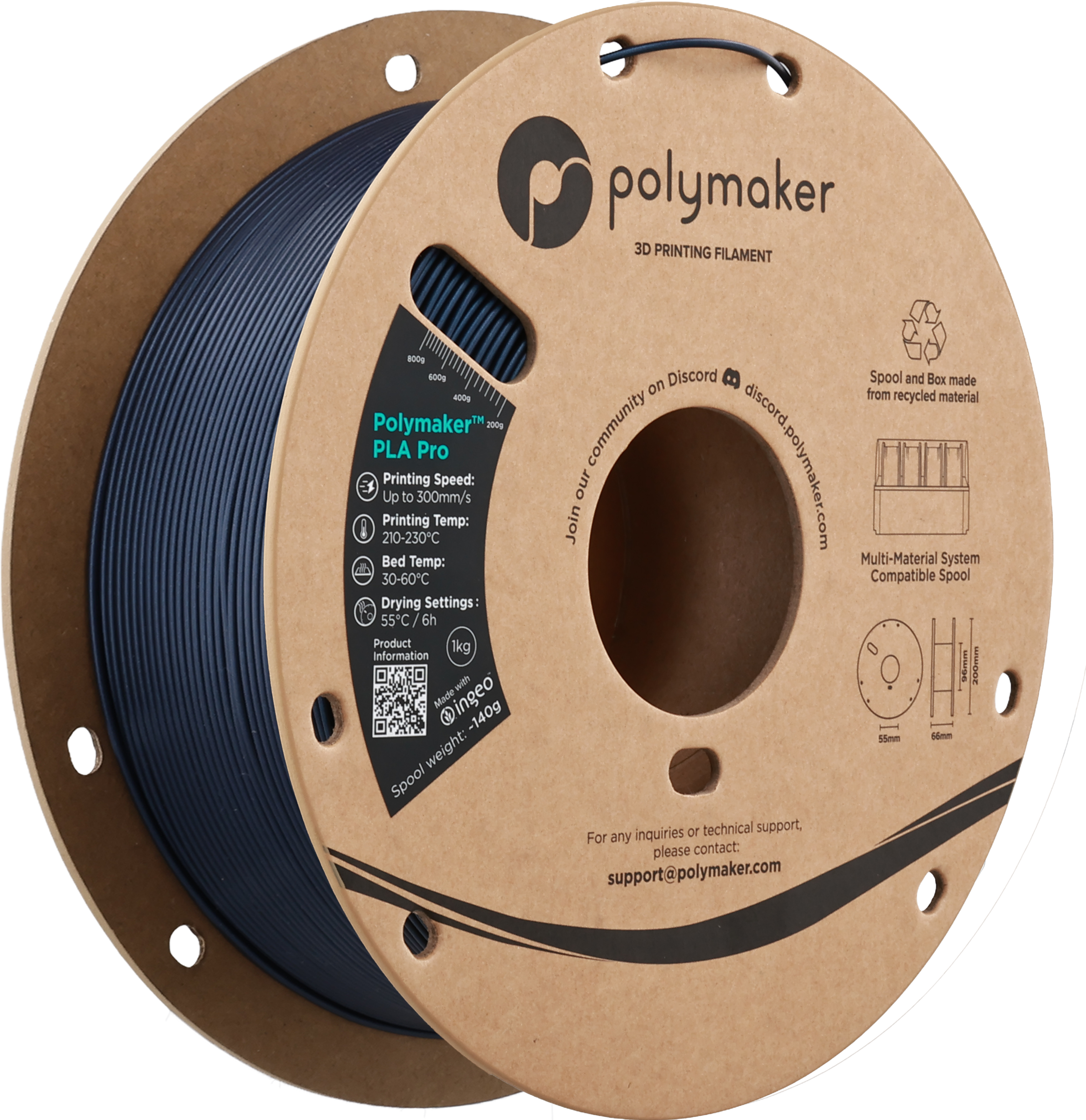 Polymaker  PLA Pro Metallic Blue, 1,75 mm / 1000 g    Neue, verbesserte Formulierung: Hochleistungs-High Speed-PLA in Metallic Blue