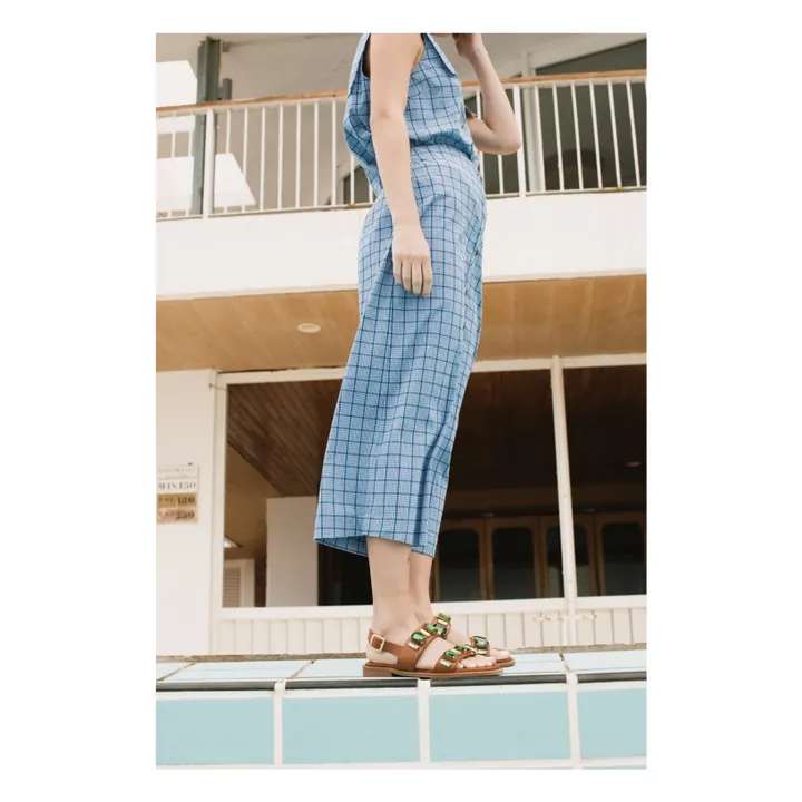 The Tiny Big Sister Jupe Midi Check  | Bleu