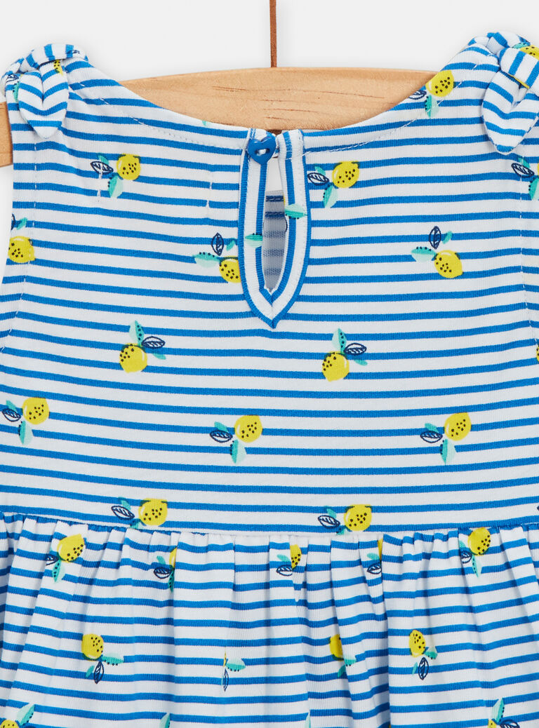 Robe rayée à imprimé citron pour bébé fille