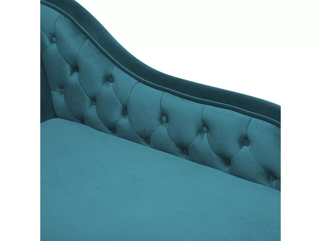Chaise longue Chesterfield en velours vert canard côté droite NIMES