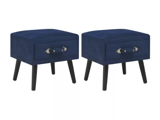 Tables de chevet 2 pcs Bleu 40x35x40 Velours
