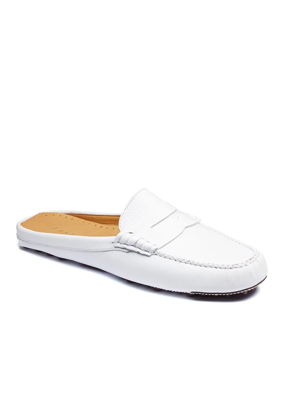 MOCASSIN MULE DRIVER CUIR BLANC