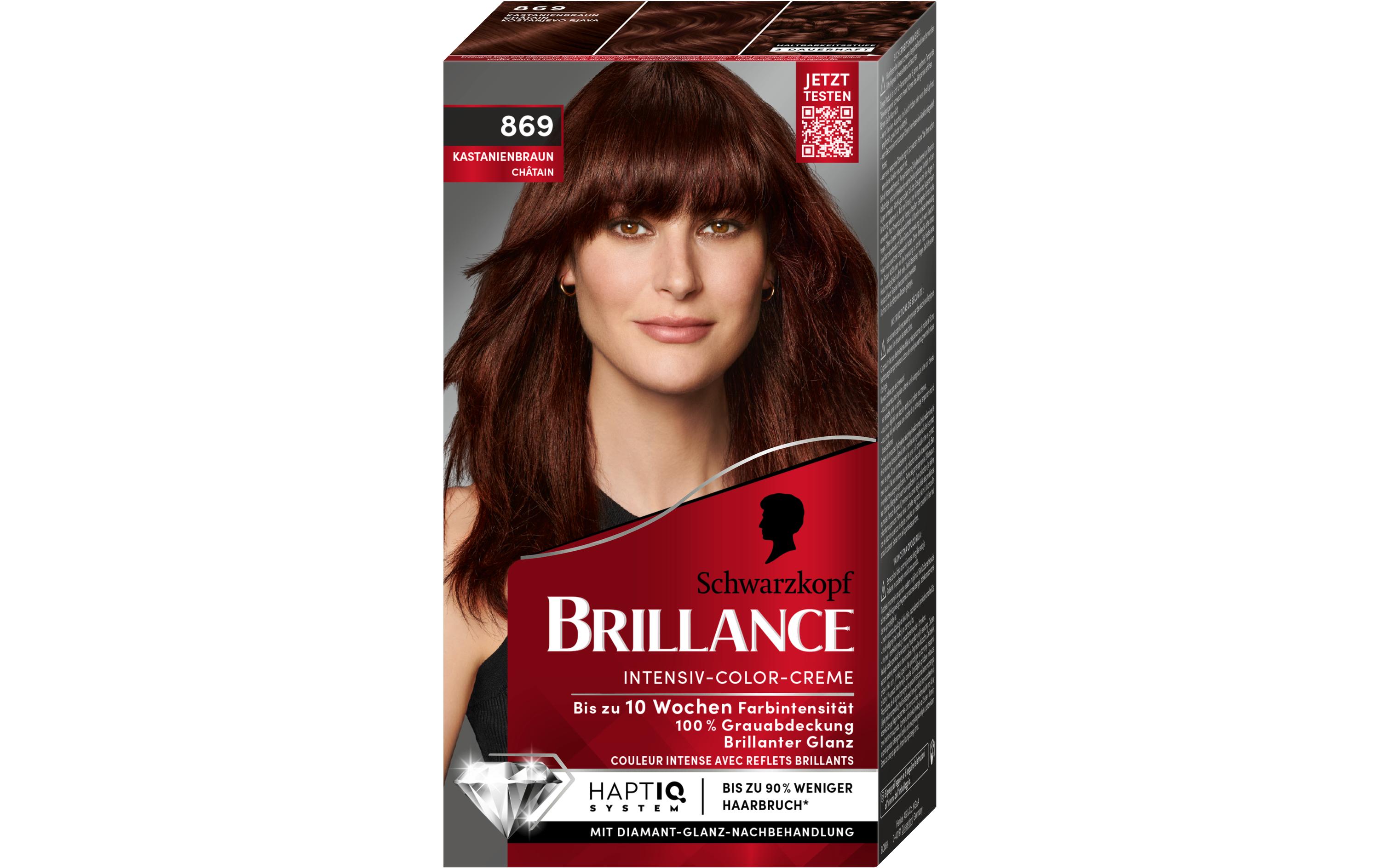 Haarcoloration Brillance 869 KastanienbraunPermanente Haarfarbe verleiht langanhaltende Farbintensität