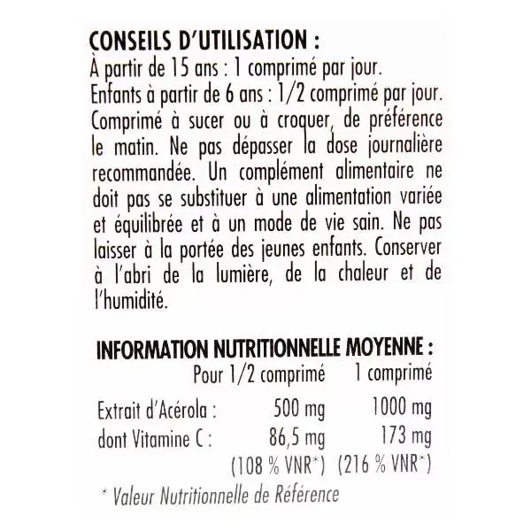 Naturland Acerola 1000 Orgânico 30 comprimidos mastigáveis