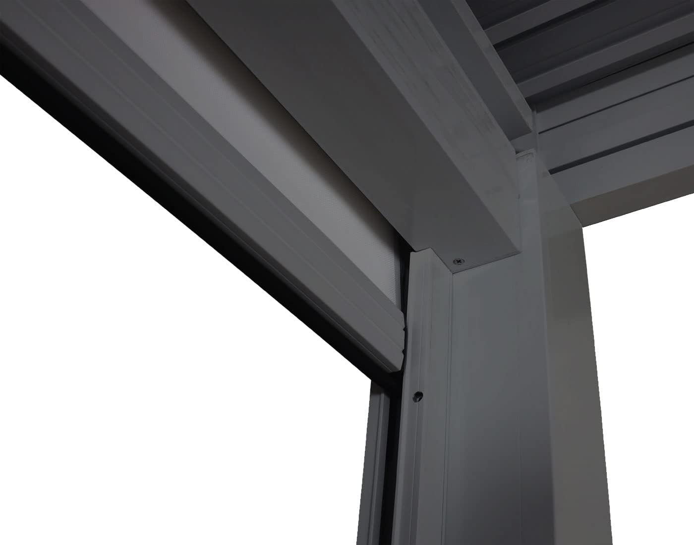 Pergola HWC-L46 mit Seitenwand, Gartenpavillon Lamellen-Pavillon Rollo, 11cm-Alu-Gestell, sturmfest 3x4m - anthrazit
