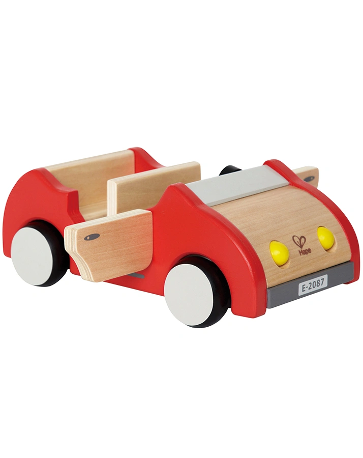 Familienauto aus Holz in bunt