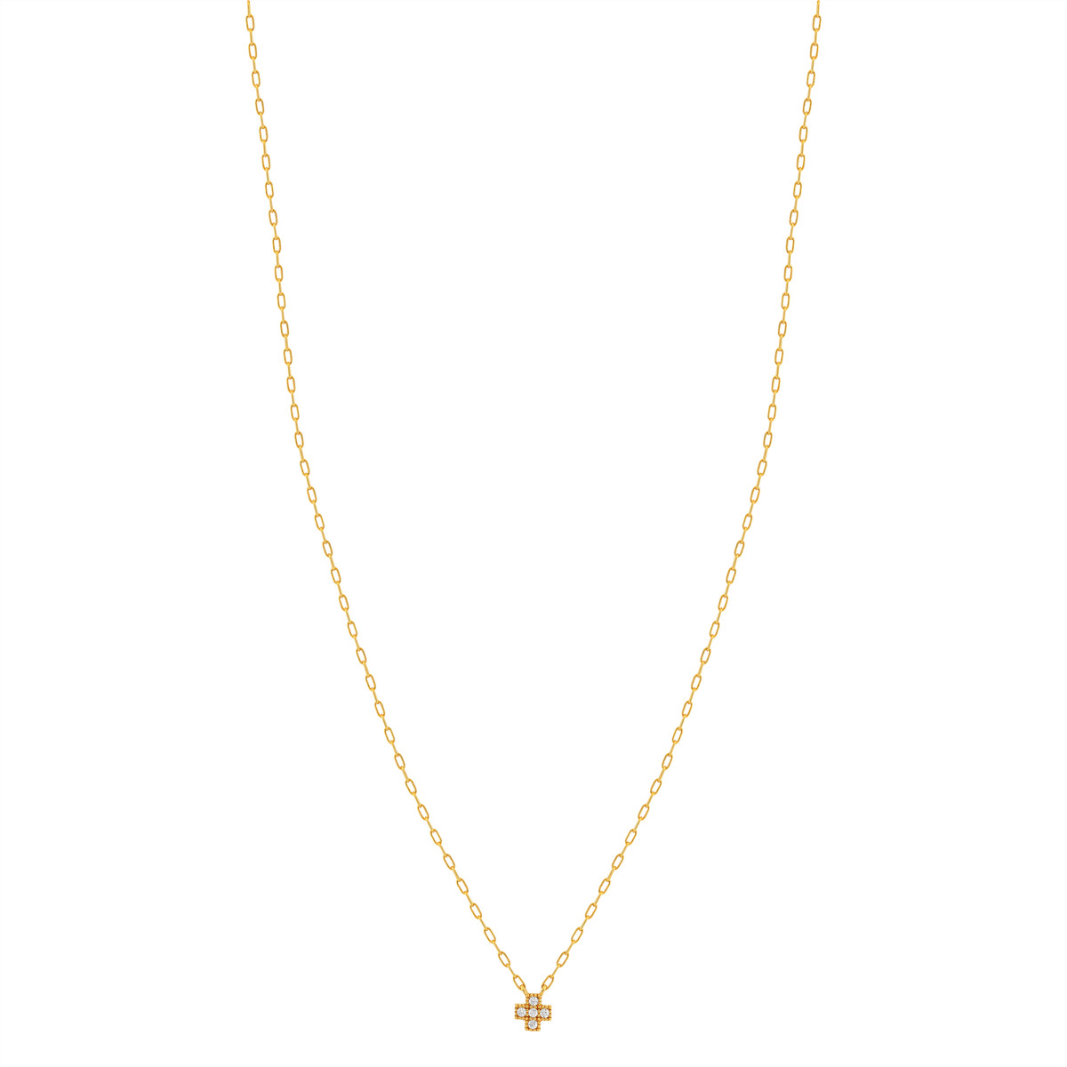 Collier plaqué or zirconias 45 cm