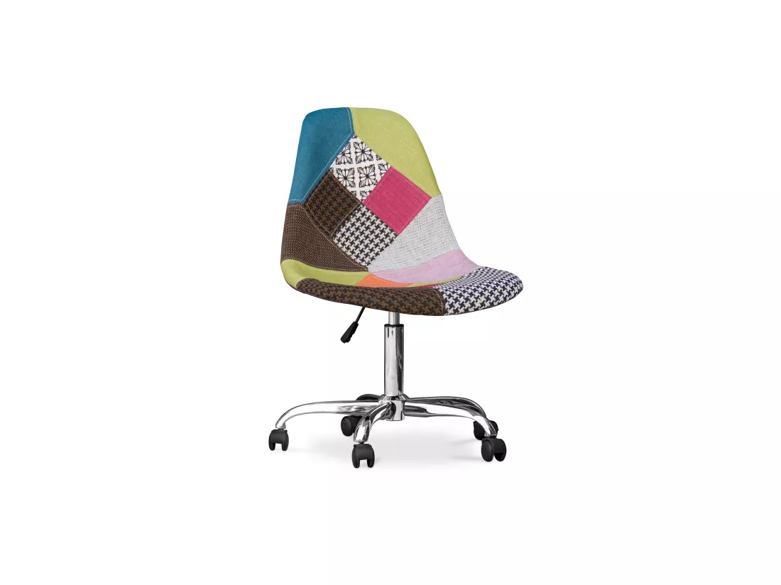 Chaise de Bureau à roulettes - Chaise de Bureau - Tapissée en Patchwork - Simona Multicolore