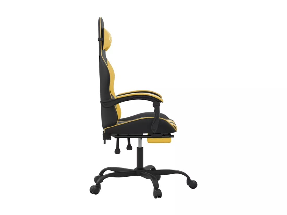 Chaise de jeu avec repose-pied Noir et doré Similicuir