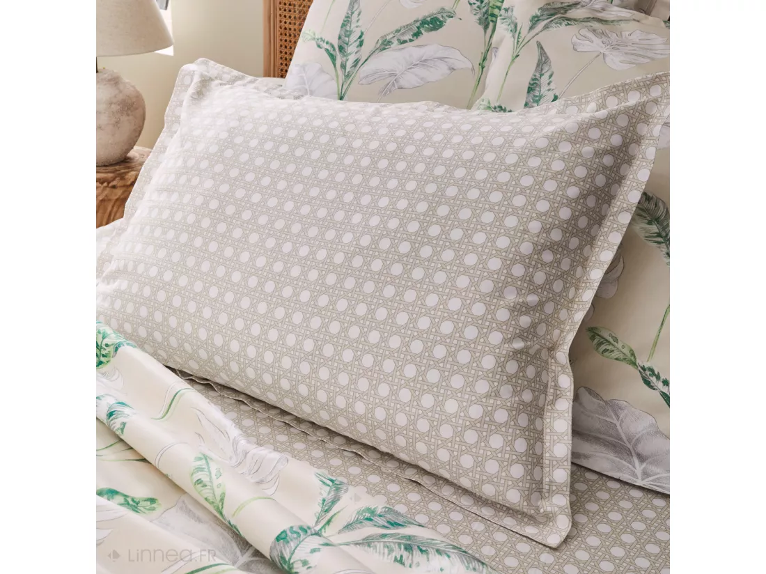 Taie de traversin 240x43 cm satin de coton VOYAGE beige Lin