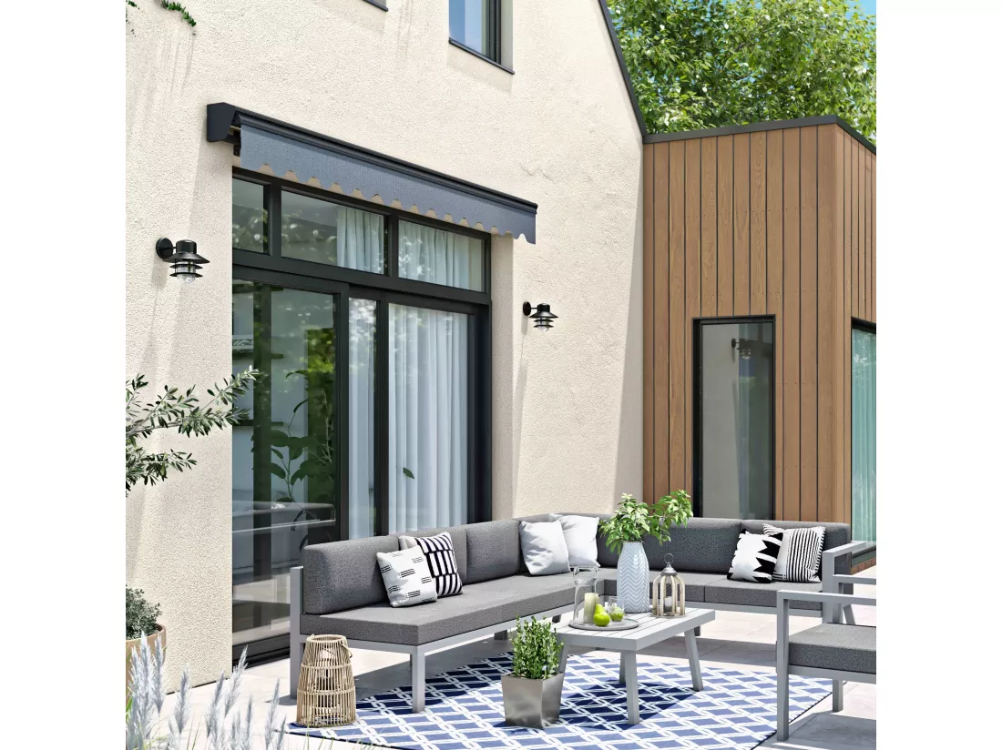 Store banne semi-intgral 3x2,5m en aluminium gris