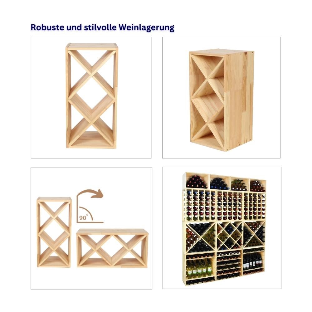 PROREGAL Modulair Wijnrek Vincellar Mod HxBxD 30 x 60 x 30 cm Diamond Module Voor 14 Flessen Massief Dennenhout Bruin Geolied