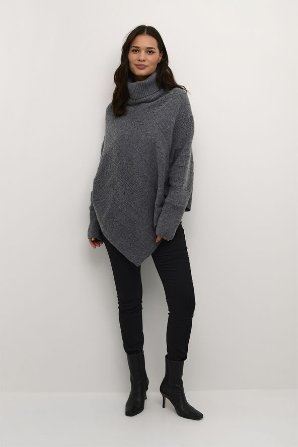Cream CRHoliday Turtelneck Poncho Asphalt melange