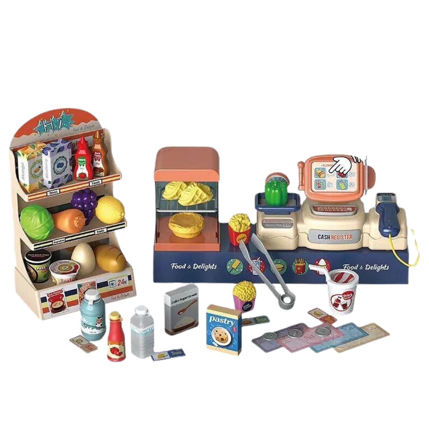 Coemo 2in1 Spielzeugkasse und Supermarkt Nico 42 tlg Zubehör