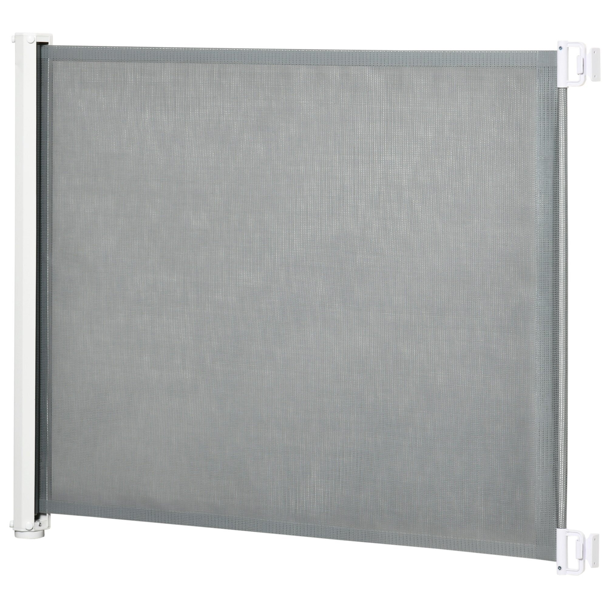 PawHut Hunde-Trennwand mit automatischer Aufrollenfunktion grau 5,5–115L x 5,5B x 82,5H cm