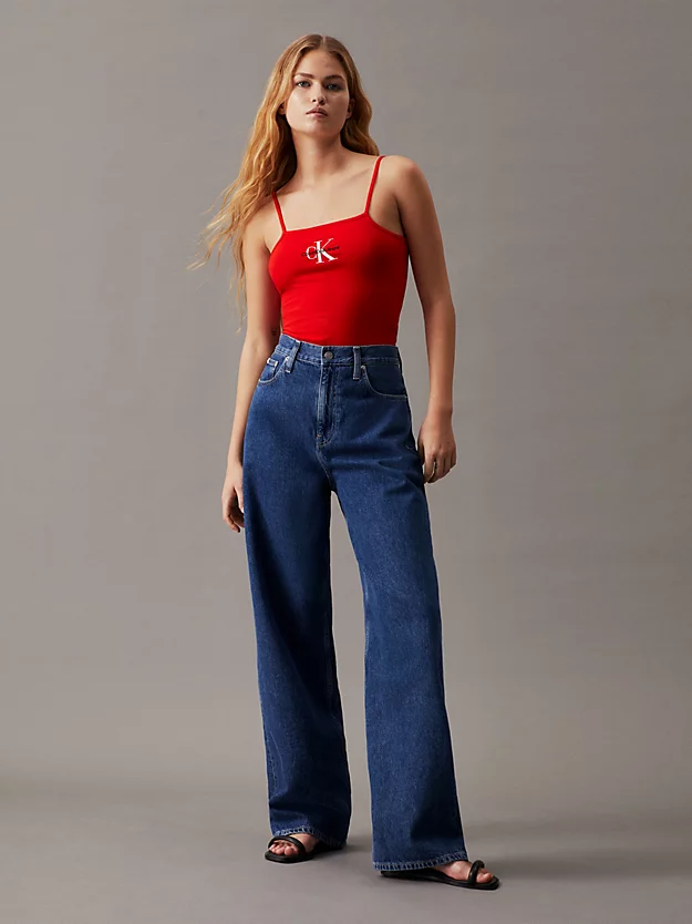 Body monogramado em algodão elástico