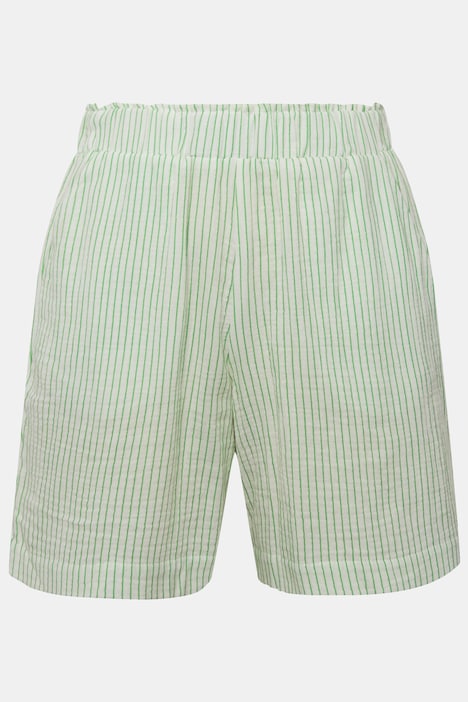 Shorts, Wide Legs, Musselin, Streifen, Elastikbund
