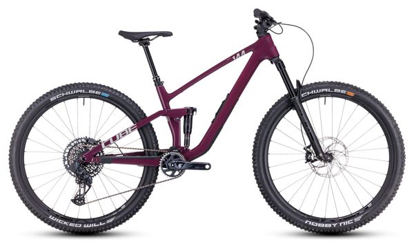 VTT Tout-Suspendu Cube Stereo One44 C:68X SLX Sram GX Eagle AXS 12V 29'' Rose Rouge Wine