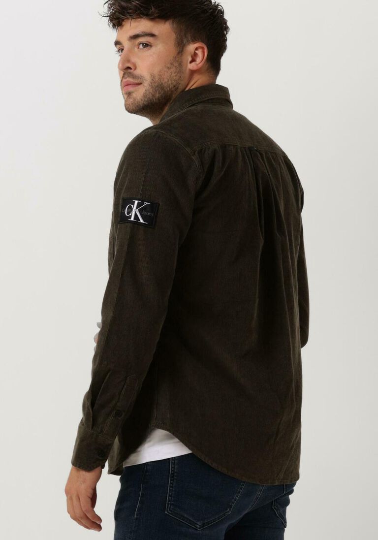CALVIN KLEIN olijf calvin klein overshirt monologo badge corduroy shirt