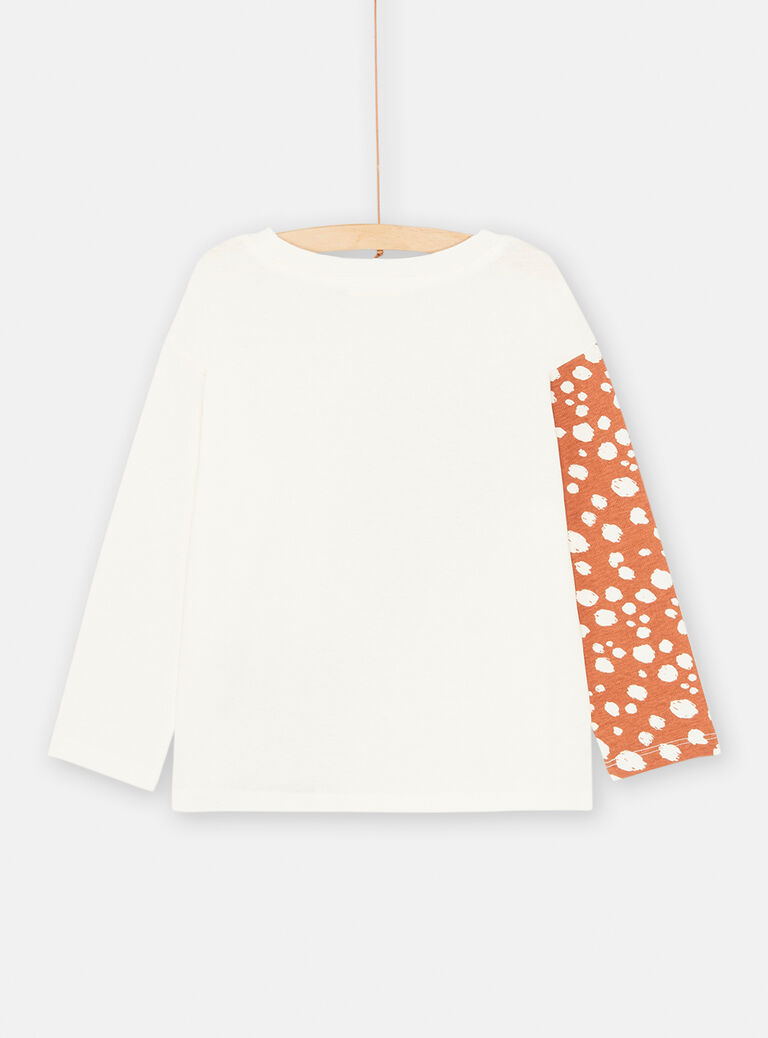 T-shirt écru à motifs biche et faon pour fille