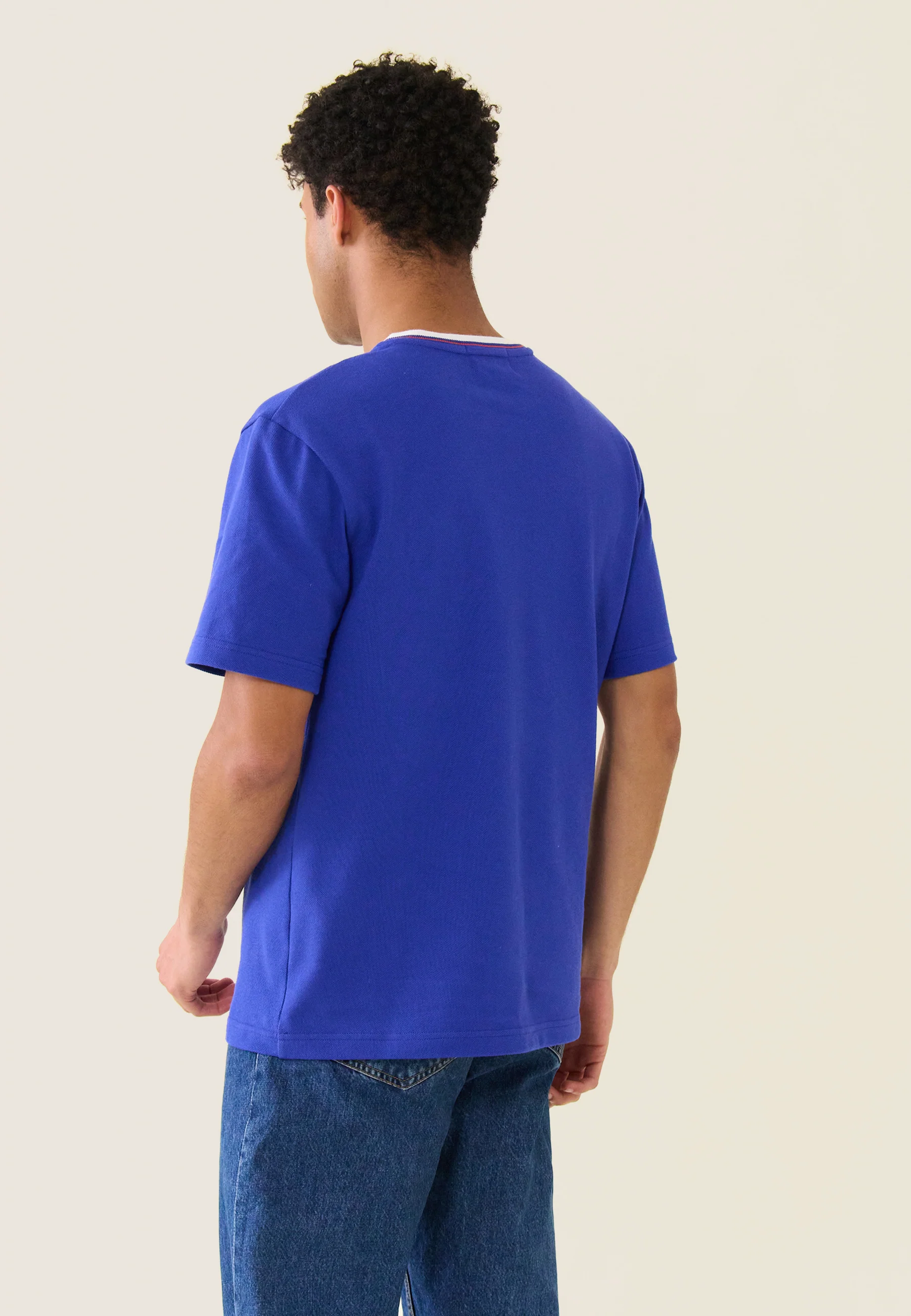 T-shirt en piqué en coton-Noa Bleu Éblouissant