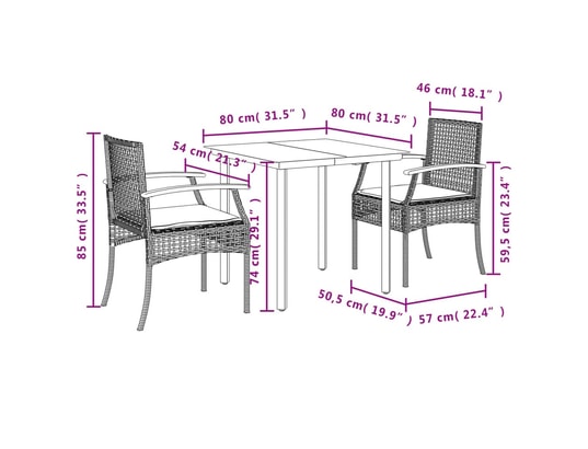 VIDAXL - Ensemble table et chaises Ensemble à manger de jardin et coussins 3 pcs beige poly rot...