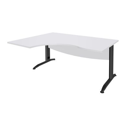 Bureau compact à gauche IDRA - L160 cm - Pieds anthracite - plateau Blanc perle (Pieds de renfort obligatoire à rajouter - non inclus)