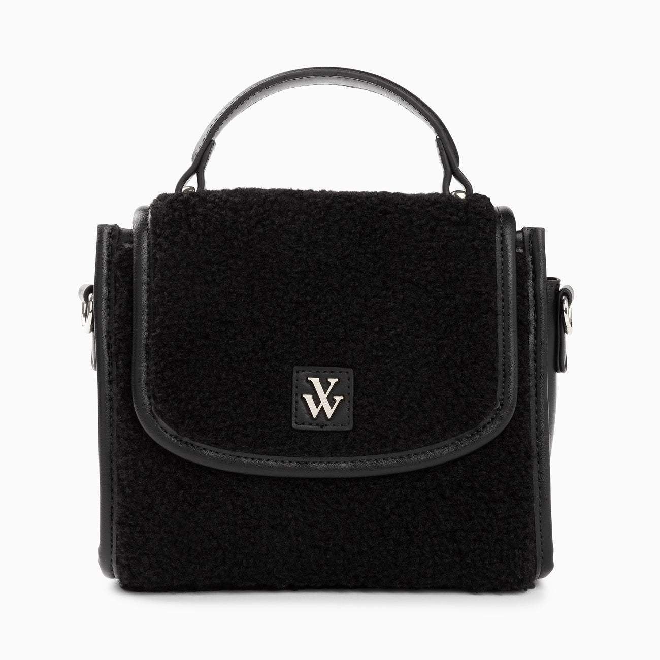 Sacs-Mini sac à main Victoria noir en faux shearling