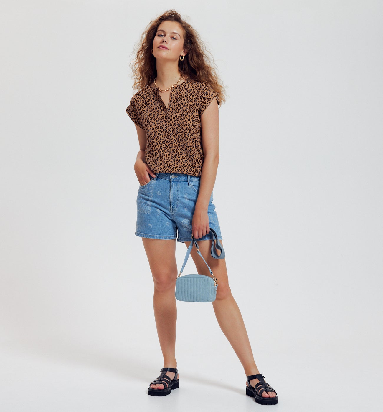 Blouse imprimé léopard Femme - Imprimé marron