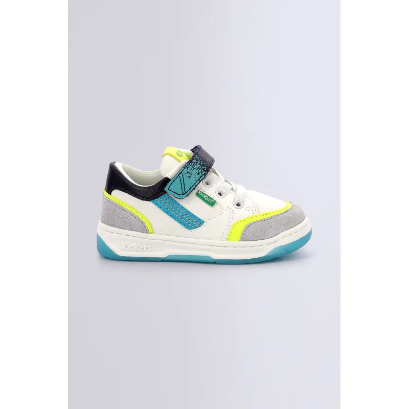 KOUIC BLANC GRIS FLUO BASKETS BASSES Synthétique Garçon
